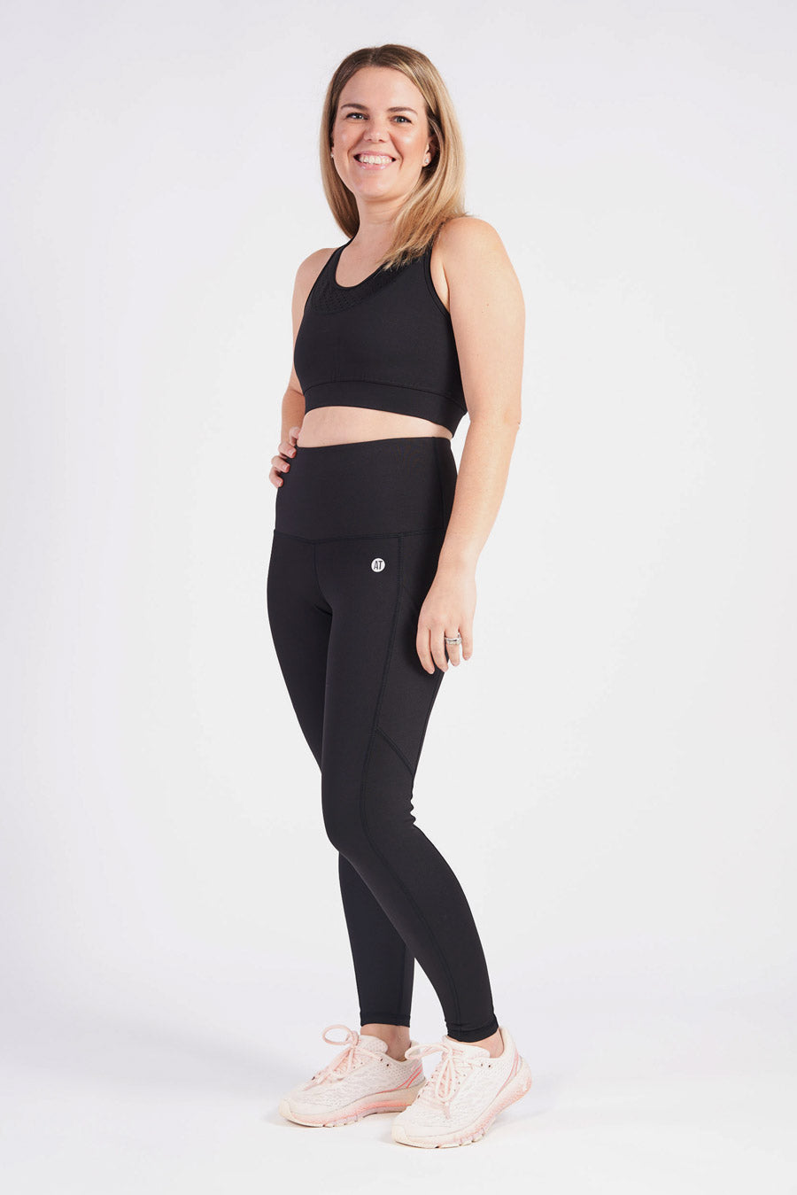 Petite Smart Pocket Full Length Tight - Black | Slimming Yoga Pants for Women | Perfect for Workouts, Running & Lounge Wear