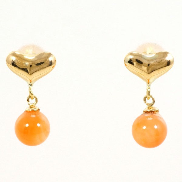 18K Yellow Gold Coral Earrings for Women – Elegant Handmade Dangle Earrings for Party, Wedding & Special Occasions