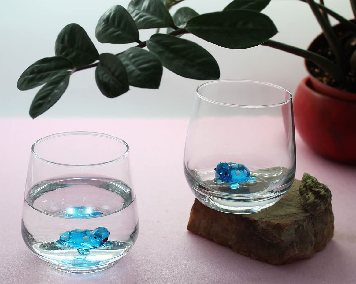 3D Drinking Glass Cup with Handmade Glass Animal Figurines Inside - Stemless Glass for Water, Wine, Milk & Beverages (12oz, Water Animals) - Perfect for Home Bar, Party Decor & Unique Gift Ideas