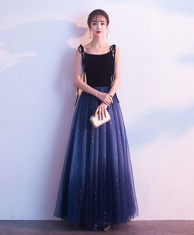 Elegant Shiny Blue Tulle Long Prom Dress for Women - Perfect for Evening Gala, Formal Dances & Special Occasions