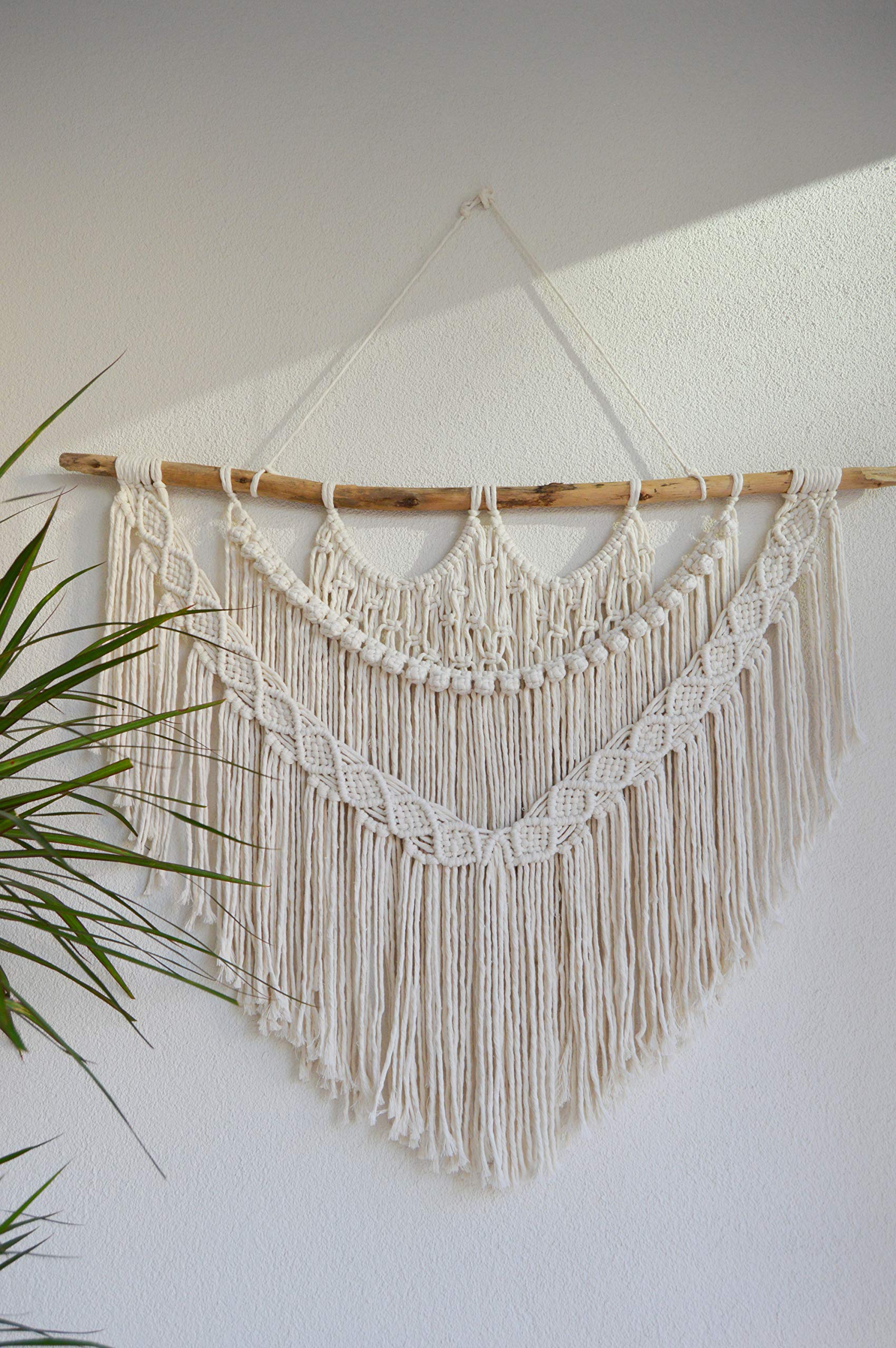 Handmade Macrame Wall Hanging - Boho Chic Tapestry for Bedroom & Dorm Decor | Natural Cotton Yarn Woven Wall Art | Aesthetic Bohemian Headboard & Room Accent | Perfect for Cozy Spaces, Meditation Rooms & Boho Home Styling