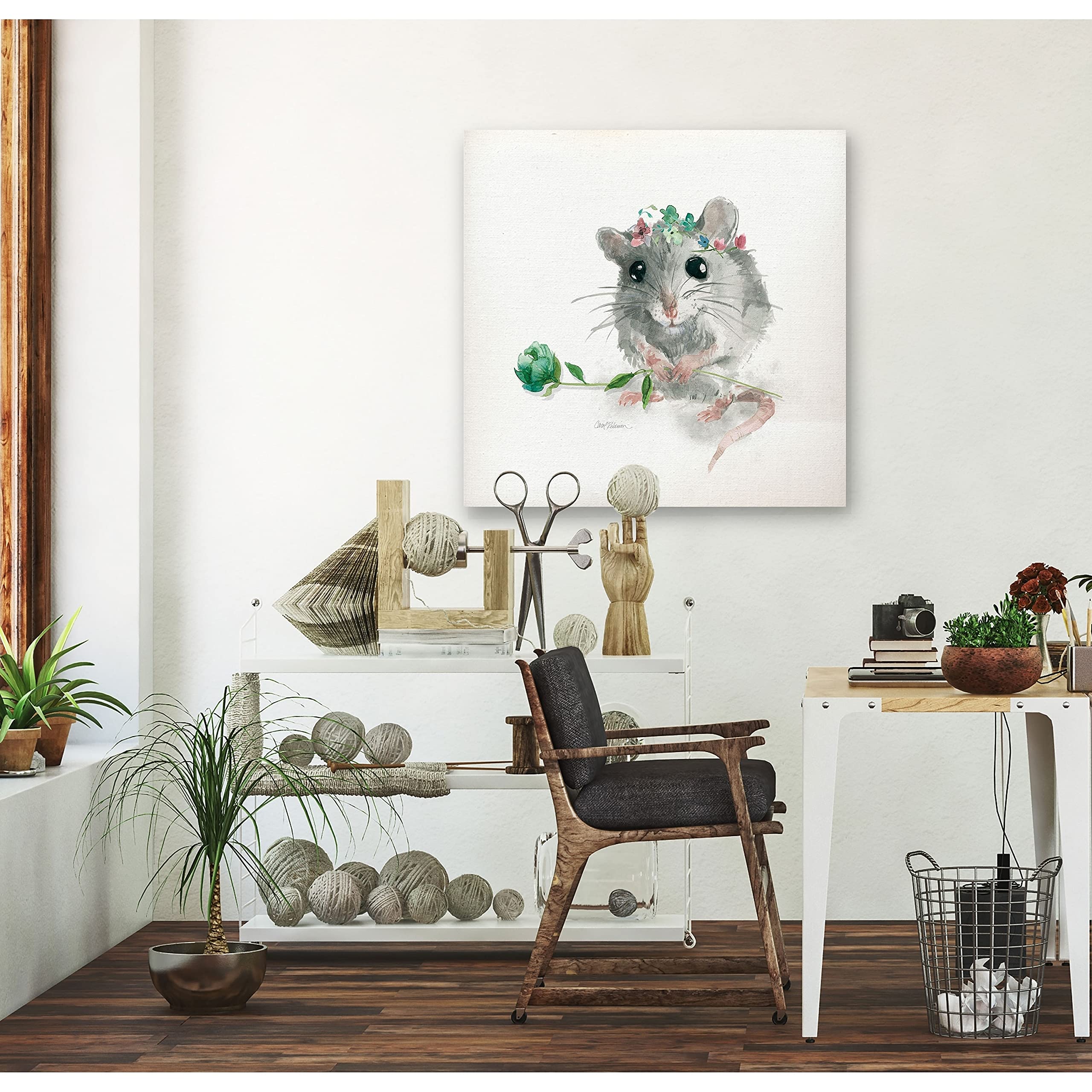 Wexford Home Garden Critter Mouse Gallery Wrapped Canvas Wall Art - Hand-Painted Animal Decor for Living Room, Bedroom & Nursery - Perfect for Home, Office & Gift Giving