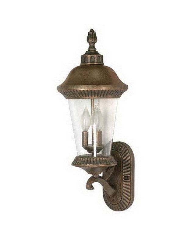 Nuvo Lighting 60 965 Clarion Collection 3-Light Outdoor Wall Lantern - Platinum Gold Finish - Exterior Wall Sconce for Porch, Patio, and Garden Lighting