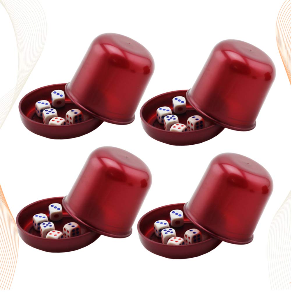 NUOBESTY Professional Plastic Dice Cup Set with 5 Dot Dices - Perfect for Liar's Dice, Yahtzee, Farkle, Bar & KTV Games - Anti-Cheating Design (Black) - Great for Family Game Nights, Parties & Casino-Style Entertainment
