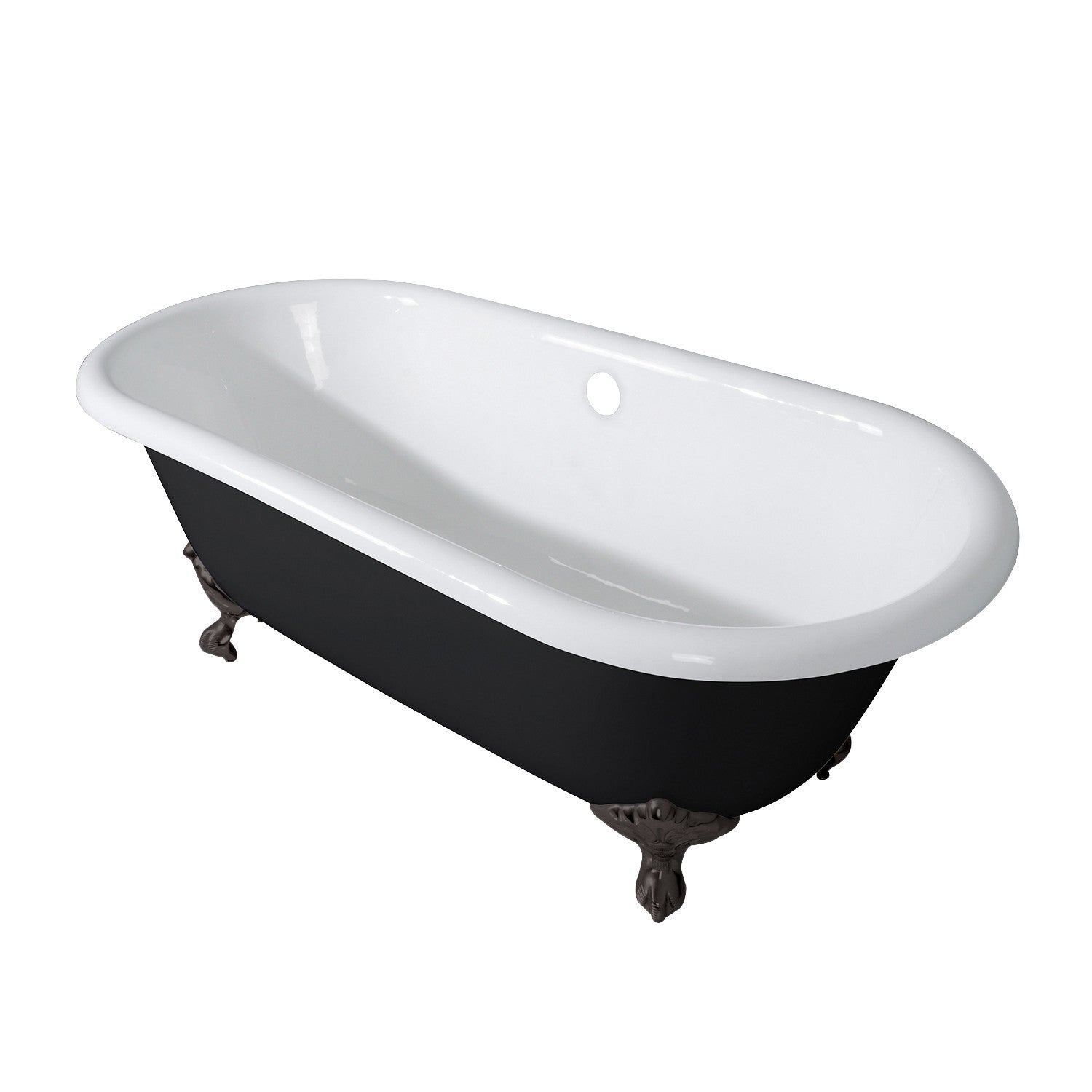 Aqua Eden 66 Inch Clawfoot Bathtub - Cast Iron Oval Double Ended Freestanding Tub (No Faucet Drillings) in Black/White/Oil Rubbed Bronze - Perfect for Vintage Bathroom & Luxury Spa Retreats