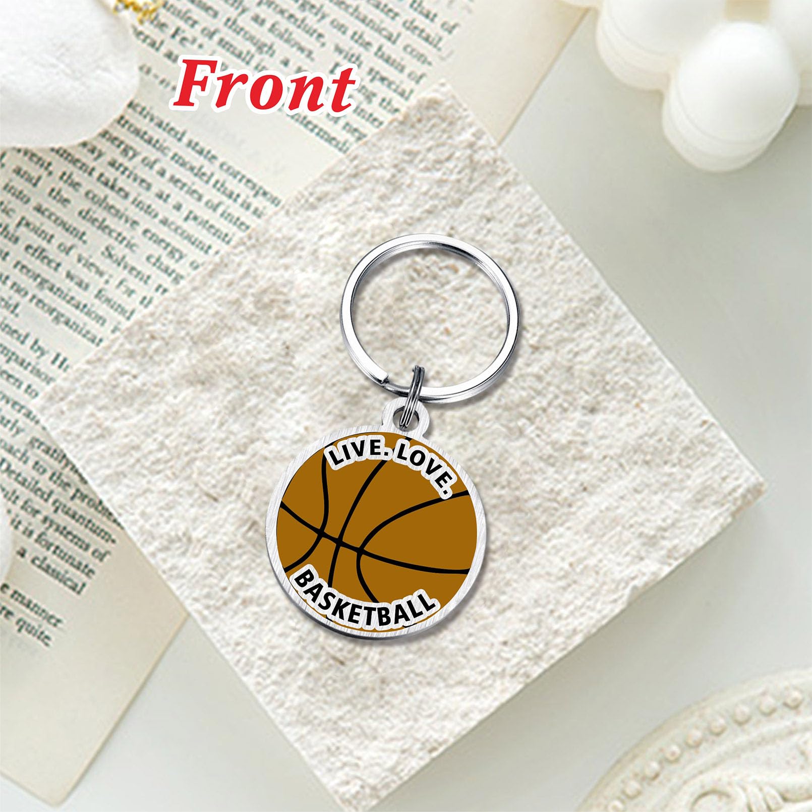 BAZLJY Basketball Keychain - Perfect Senior Night Gift for Basketball Players, Fans, Coaches & Enthusiasts - Durable Key Ring for Game Days, Team Events & Sports Locker Decor