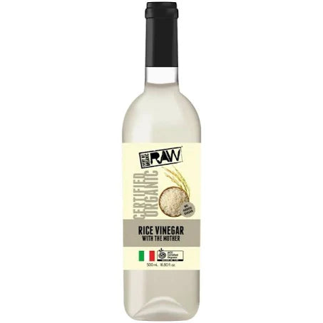 Organic Raw Rice Wine Vinegar with The Mother - Unfiltered & Unpasteurized - Perfect for Salad Dressings, Marinades & Asian Cooking