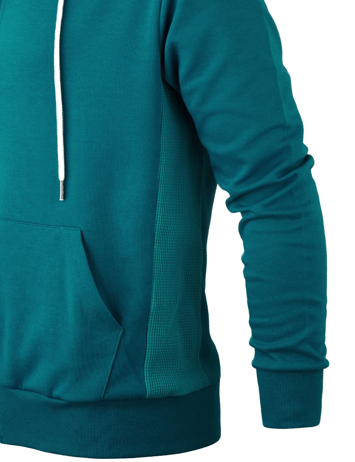 Men's Slim Fit Lightweight Zip-Up Hoodie with Kangaroo Pocket - Long Sleeve Waffle Knit Pullover for Casual Wear, Gym & Outdoor Activities