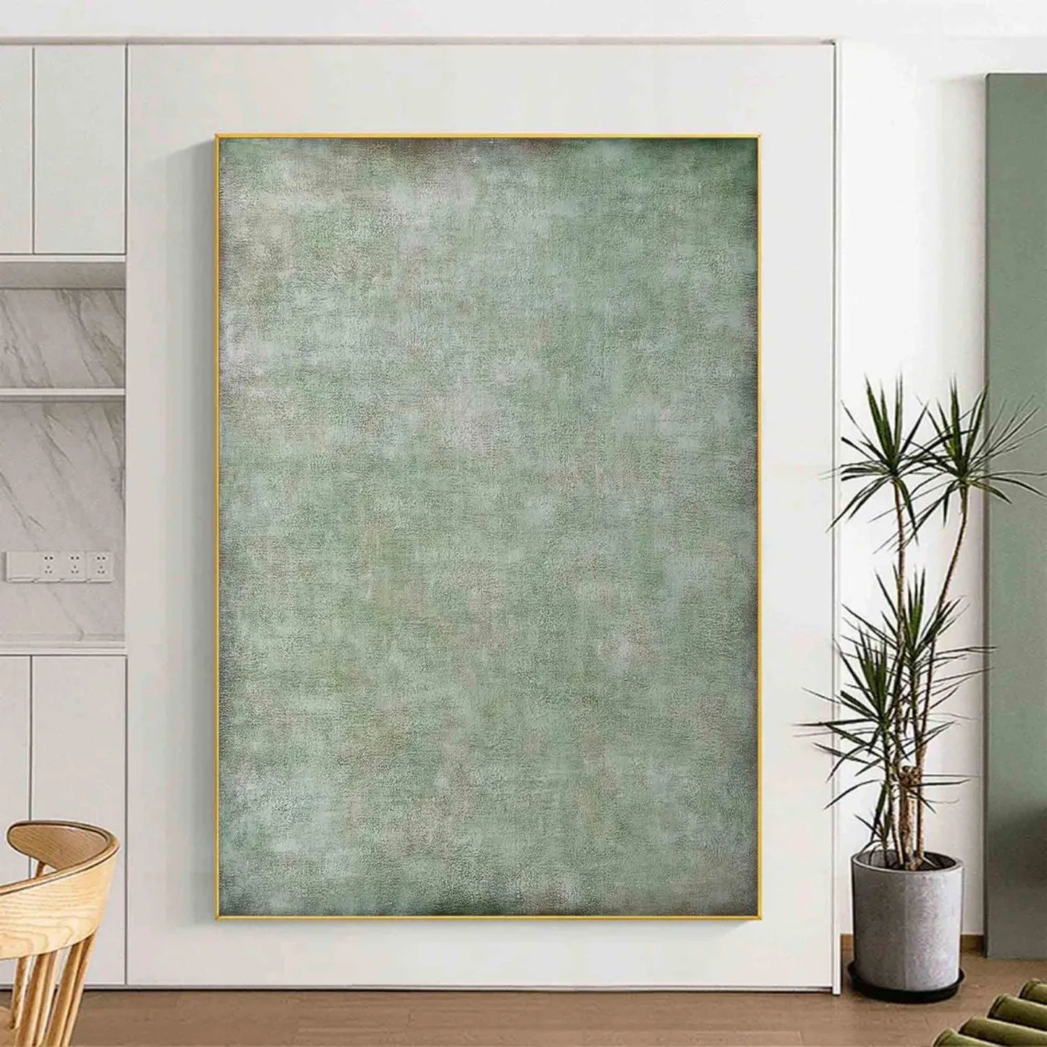 Green Abstract Wall Art Canvas Painting - Modern Home Decor for Living Room, Bedroom & Office | #AB473