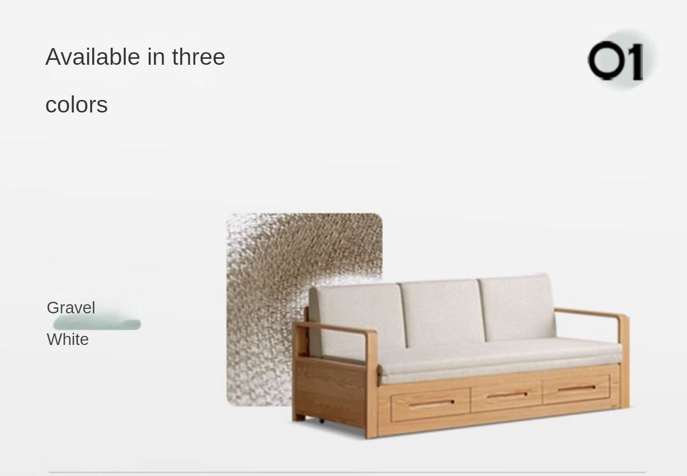Oak Solid Wood Folding Storage Sofa Bed - Convertible Guest Bed & Space-Saving Furniture for Small Apartments, Living Rooms & Dorm Rooms