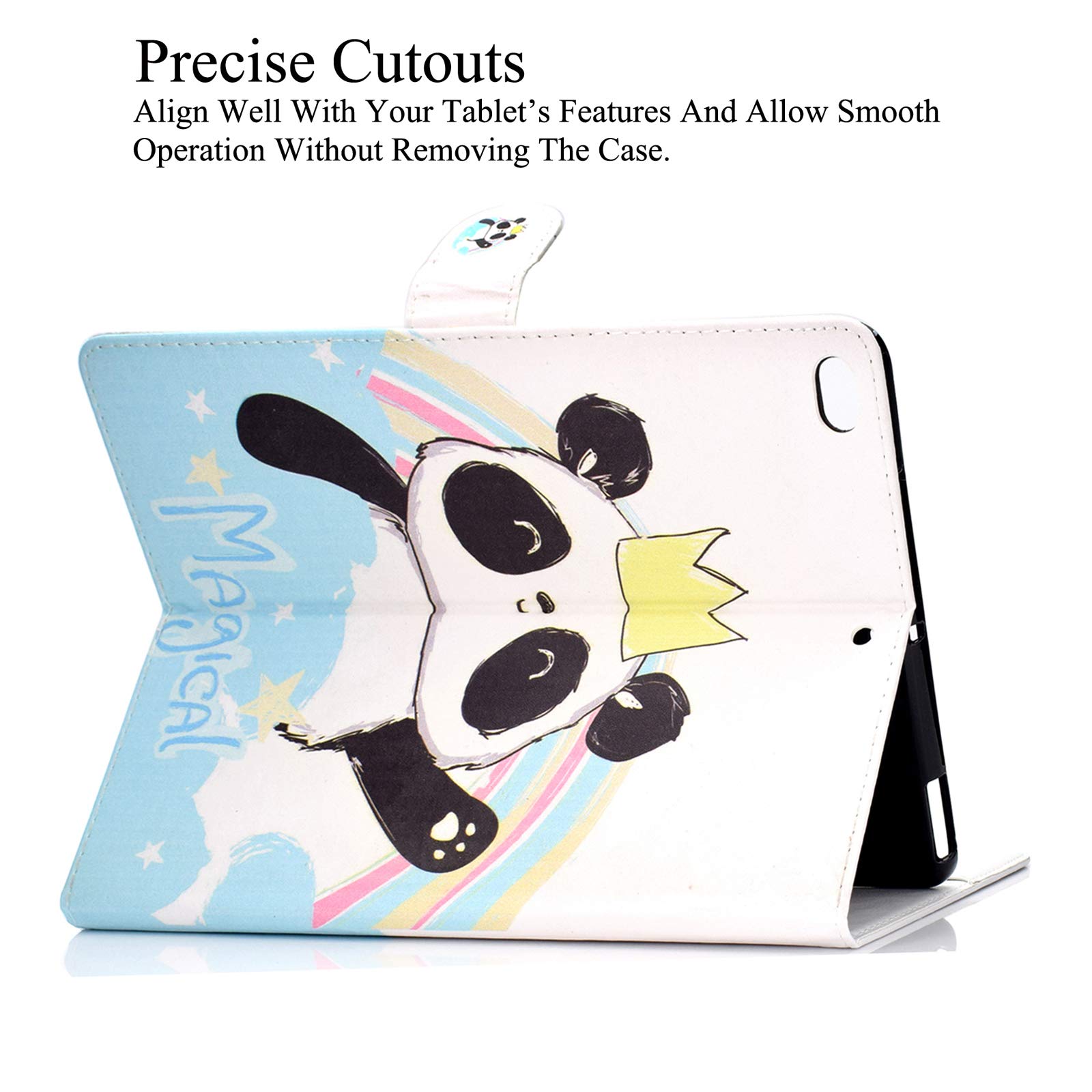 Premium Protective Case for iPad 10.2 inch (9th/8th/7th Gen 2021/2020/2019) - Adjustable Stand Folio Cover with Auto Sleep/Wake & Card Slots | Crown Panda Design | Perfect for Work, Travel & Home Use