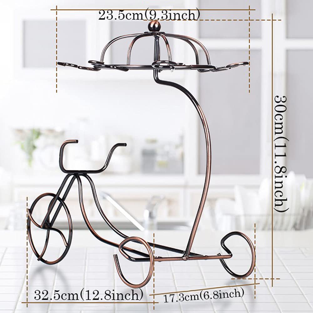 Premium NWB Bicycle-Themed Wine Glass Rack - Holds 6 Glasses & 1 Bottle - Space-Saving Stemware Storage for Kitchen Counter, Bar, or Dining Room - Perfect for Wine Enthusiasts & Home Entertaining