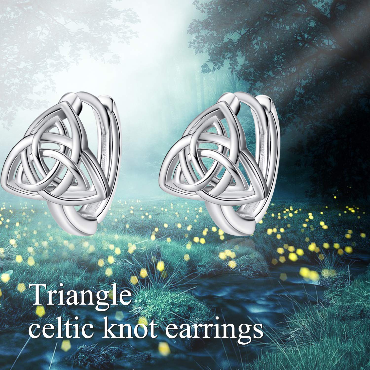 WINNICACA 925 Sterling Silver Celtic Knot Huggie Hoop Earrings for Women - Triangle Knot Jewelry Gifts for Her, Wife, Mom, Girlfriend - Perfect for Anniversary, Valentine's Day & Birthday - Elegant Everyday Wear & Special Occasion Jewelry