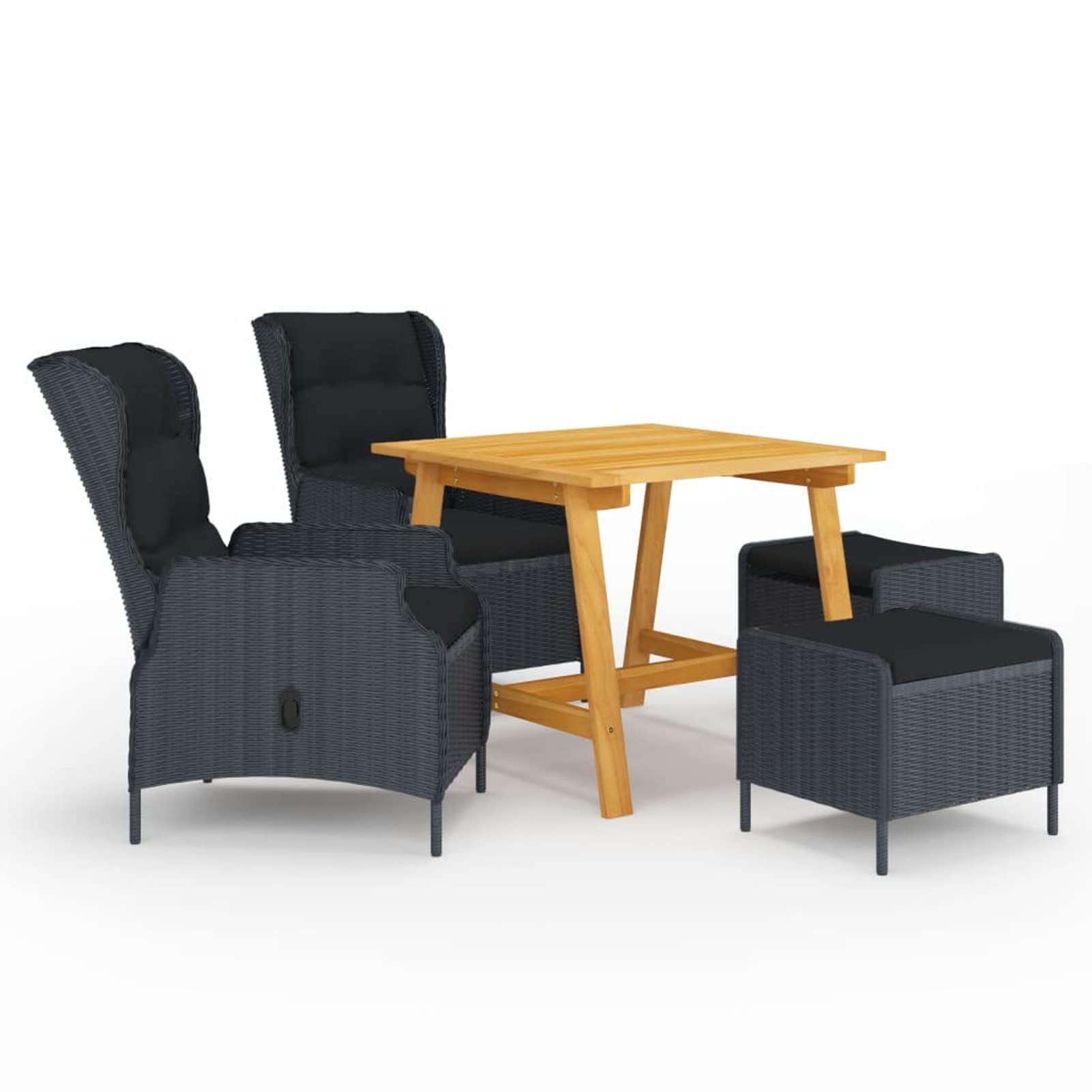 Festnight 5-Piece Outdoor Patio Dining Set with Cushioned Seating - Dark Gray Wicker Conversation Sofa & Table for Garden, Porch, Backyard or Poolside | Perfect for Outdoor Entertaining & Relaxation