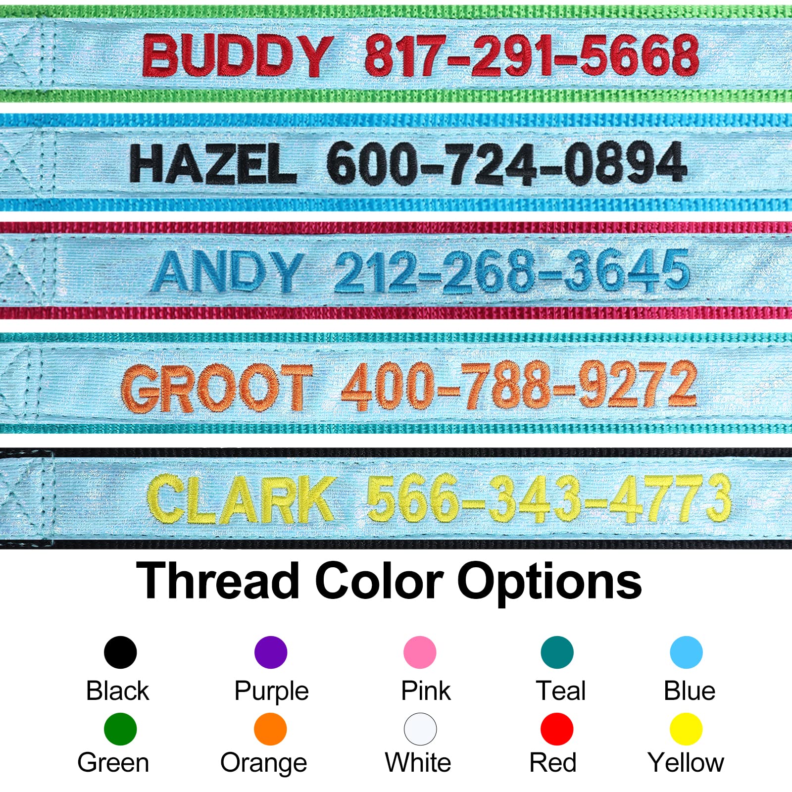 **Custom Glow in the Dark Dog Collar - Personalized Reflective & Embroidered Name & Phone Number - Adjustable Sizes XS/S/M/L for Small & Large Dogs - Perfect for Night Walks, Jogging & Outdoor Safety (Fluorescent Glow)**