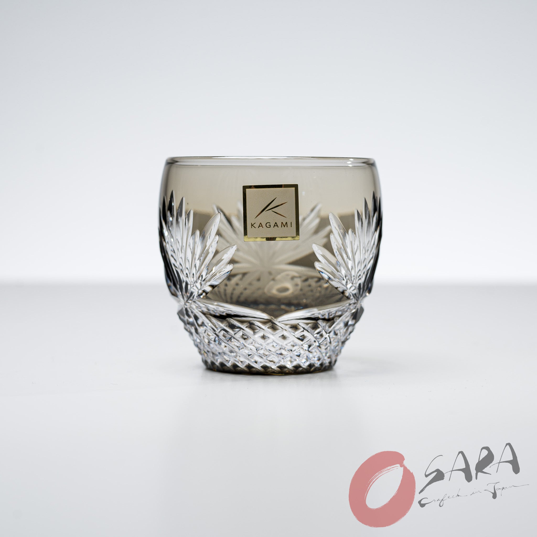 Premium KAGAMI Crystal Edo Kiriko Sake Glass - Queen of the Night Design - Handcrafted Japanese Cut Glass for Sake, Cocktails & Fine Dining - Elegant Gift for Wine Enthusiasts & Collectors