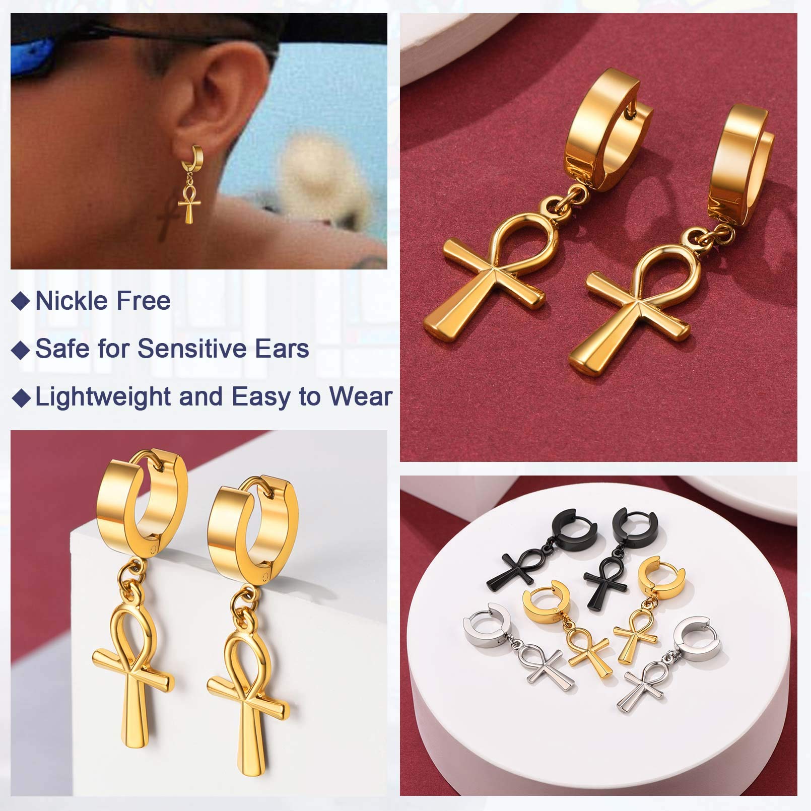 FaithHeart Women's Gold Hoop Earrings - Stainless Steel Huggie Hoop Earrings for Women, Lightweight Drop Dangle Earrings with Gift Box - Perfect for Everyday Wear, Parties & Gifts
