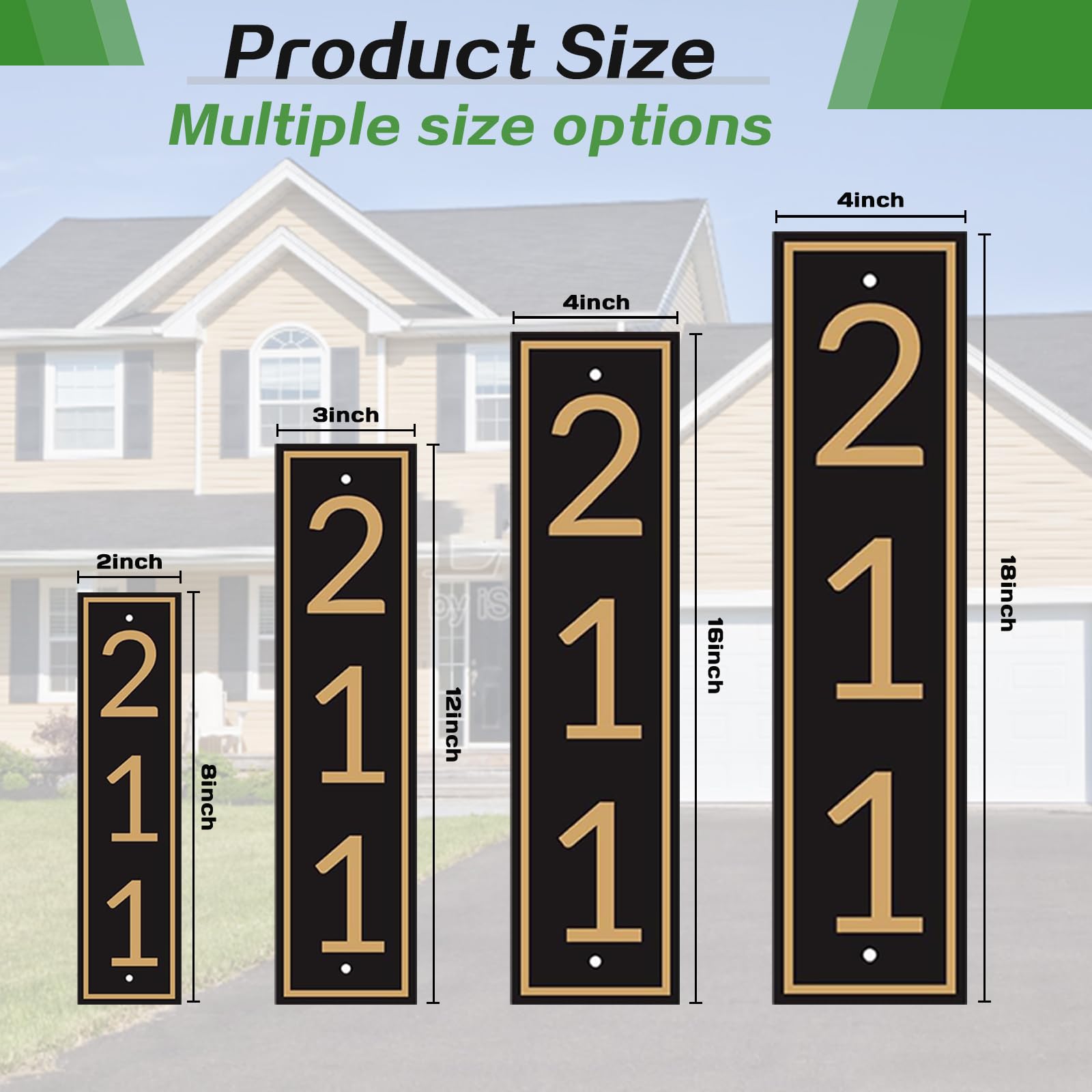 Custom Aluminum Reflective Address Plaque - Personalized Horizontal House Number Sign for Mailbox, Door & Street - Durable Outdoor Address Marker for Home & Business Use