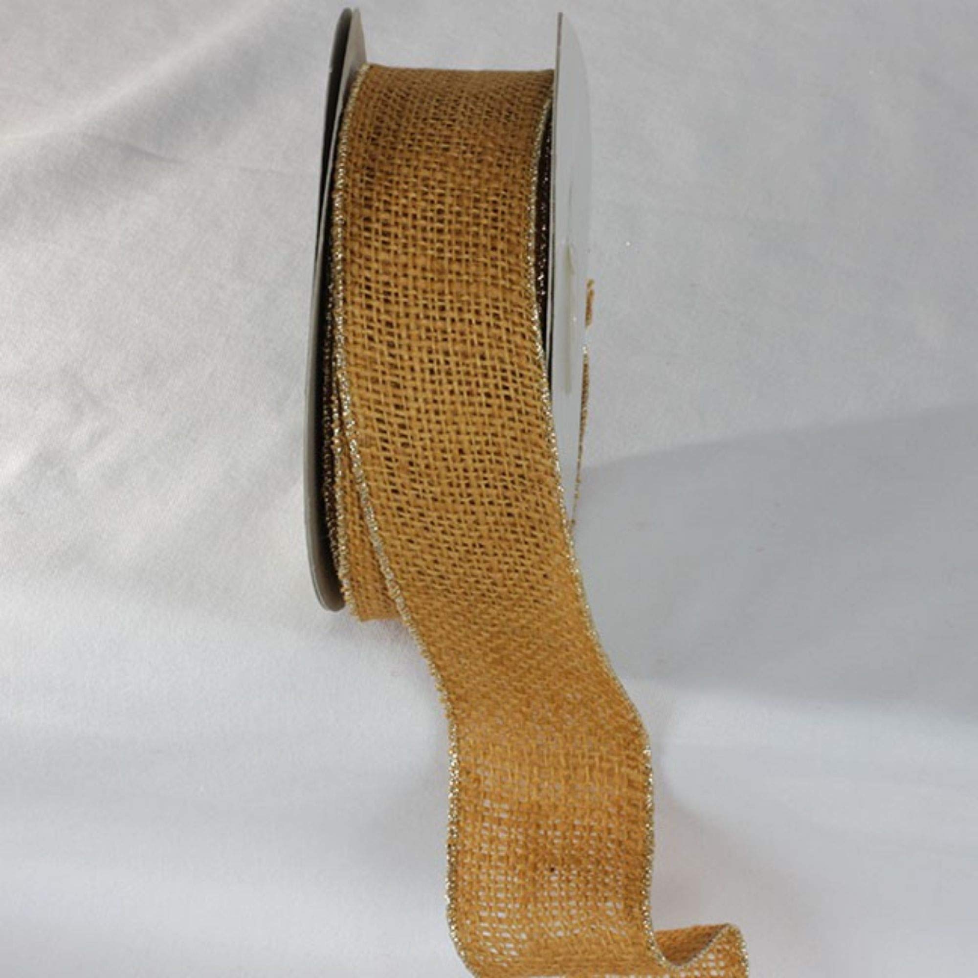 Orange and Gold Wired Edge Burlap Ribbon - 2 Inch x 11 Yards for Gift Wrapping, Wedding Decor, Fall Crafts and DIY Projects