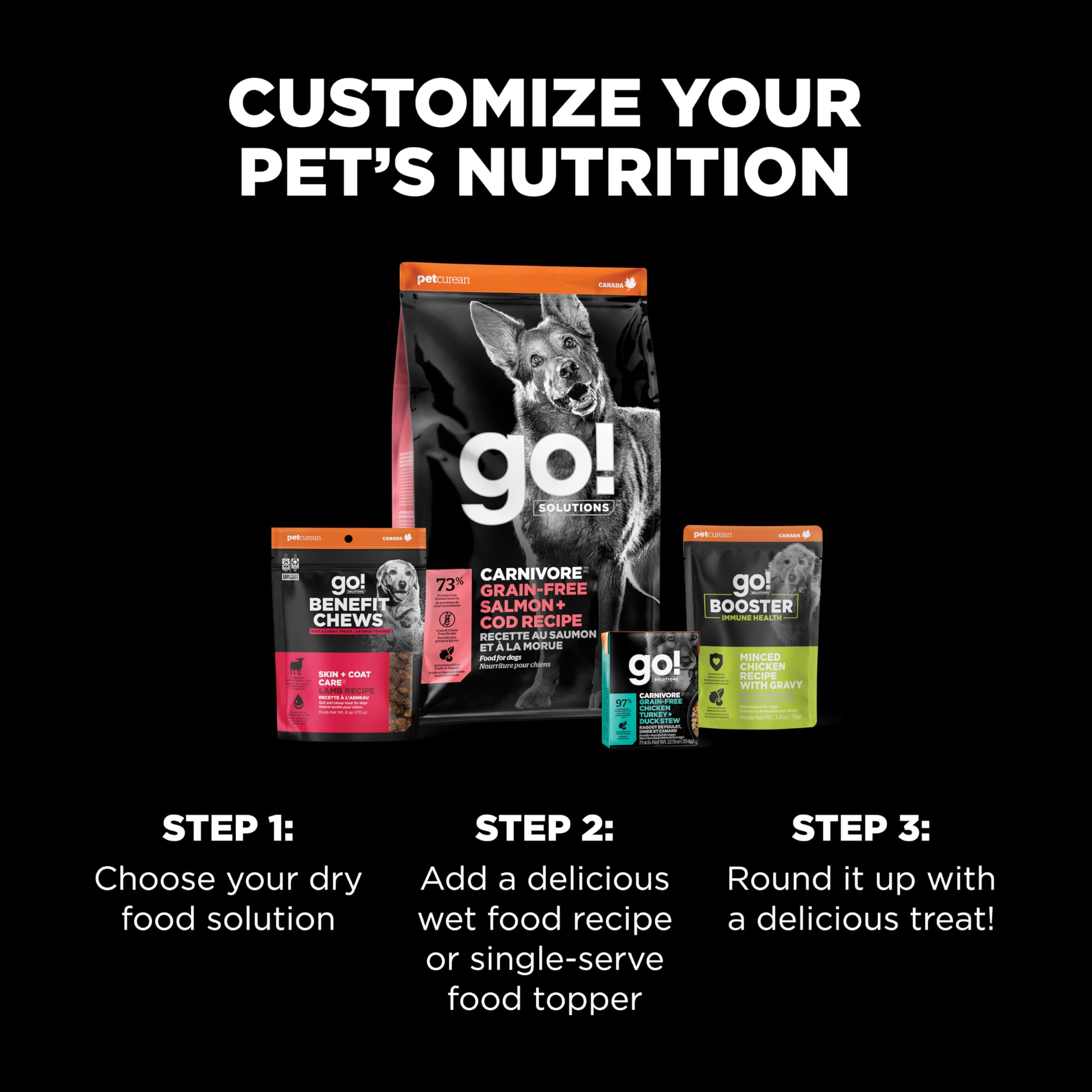 Go! Solutions Carnivore Grain-Free High Protein Dry Dog Food - Salmon & Cod Recipe, 12lb Bag for Adult Dogs - Perfect for Active Pets & Sensitive Stomachs