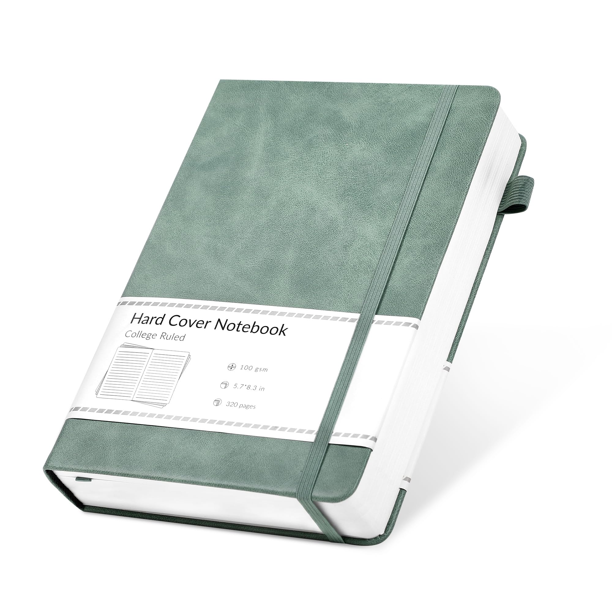 Premium Lined Journal Notebook for Women & Men - 320 Pages, 100 GSM Thick Paper, A5 Hardcover Leather Writing Diary - Perfect for Work, Note Taking, Journaling & Gift Giving (5.7x8.3 Inches, Green)