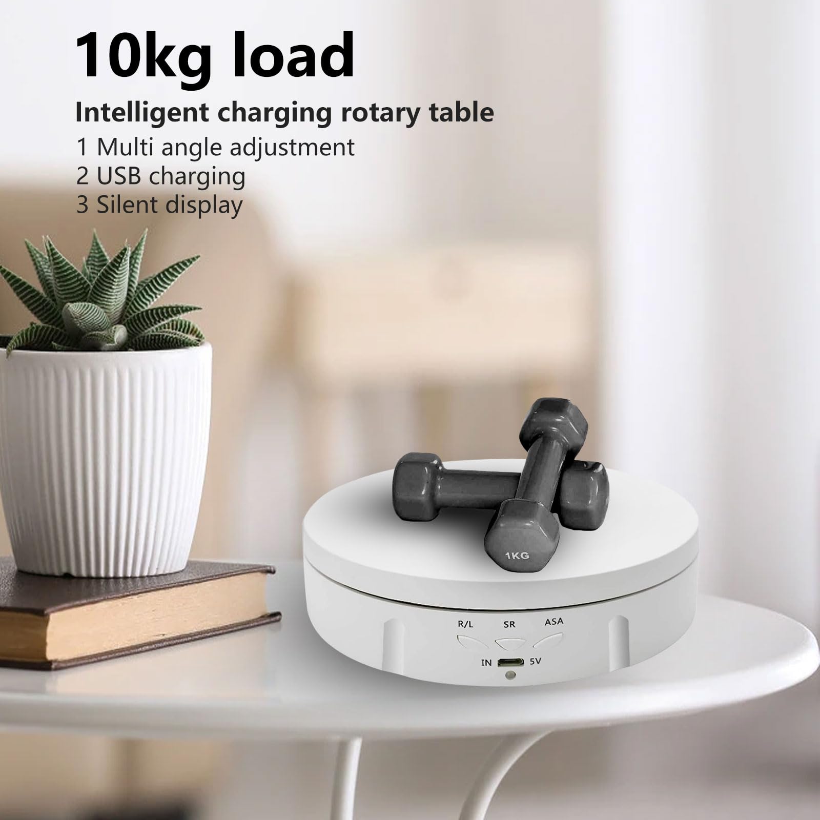 Luolety 360° Motorized Electric Photography Turntable - 10kg Load Capacity Rotating Display Stand with 5 Backgrounds for Jewelry, Watches & Product Photography | Perfect for Live Videos, E-commerce Listings & Social Media Content Creation