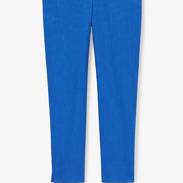 Condesa Pant Basketweave Jacquard Pants in Azure Blue - Elegant High-Waisted Trousers for Women | Perfect for Office Wear, Cocktail Parties & Special Occasions