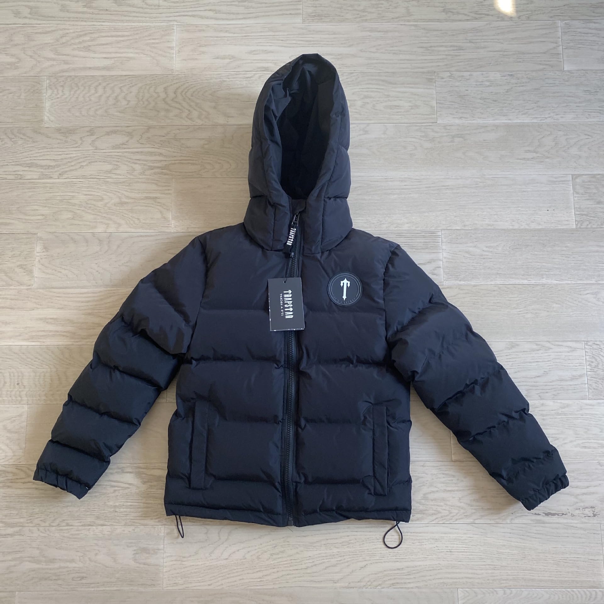 Trapstar Men's Hooded Down Jacket with Zip - Winter Quilted Puffer Jacket for Men - Waterproof Windproof Insulated Coat for Cold Weather - Perfect for Skiing, Snowboarding & Outdoor Activities