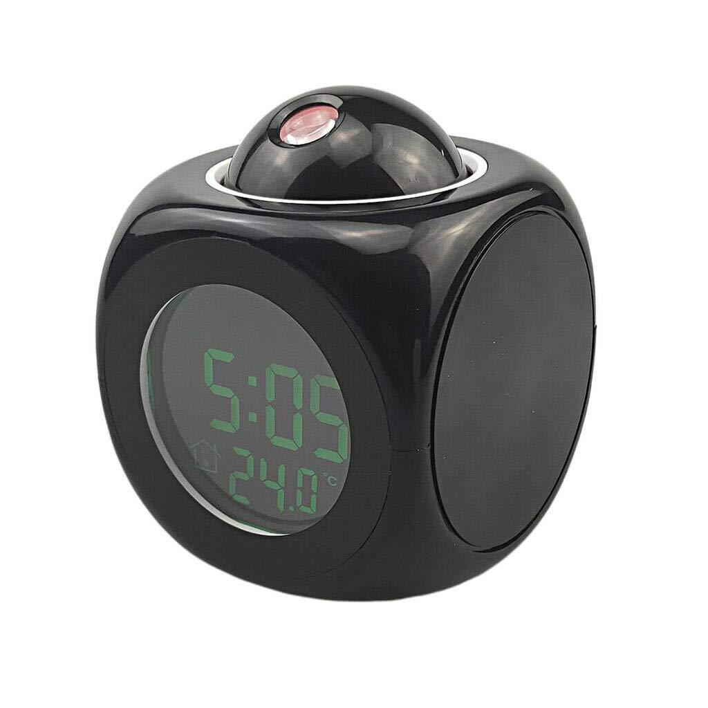 Smart LED Projection Alarm Clock with English Voice Time Announcement - Night Light & Desk Clock for Bedroom, Office, Home Decor (Black) - Perfect for Nightstands, Kids' Rooms & Gift Giving