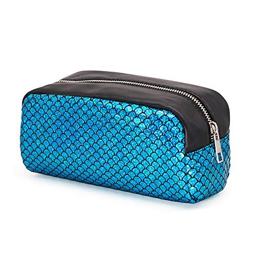 A K Homes - Fashion Women's Makeup Bag Organizer with Sparkling Fish Scales Pattern, Large Cosmetic Storage Bag with Zipper - Perfect for Travel, Gym, and Daily Makeup Organization