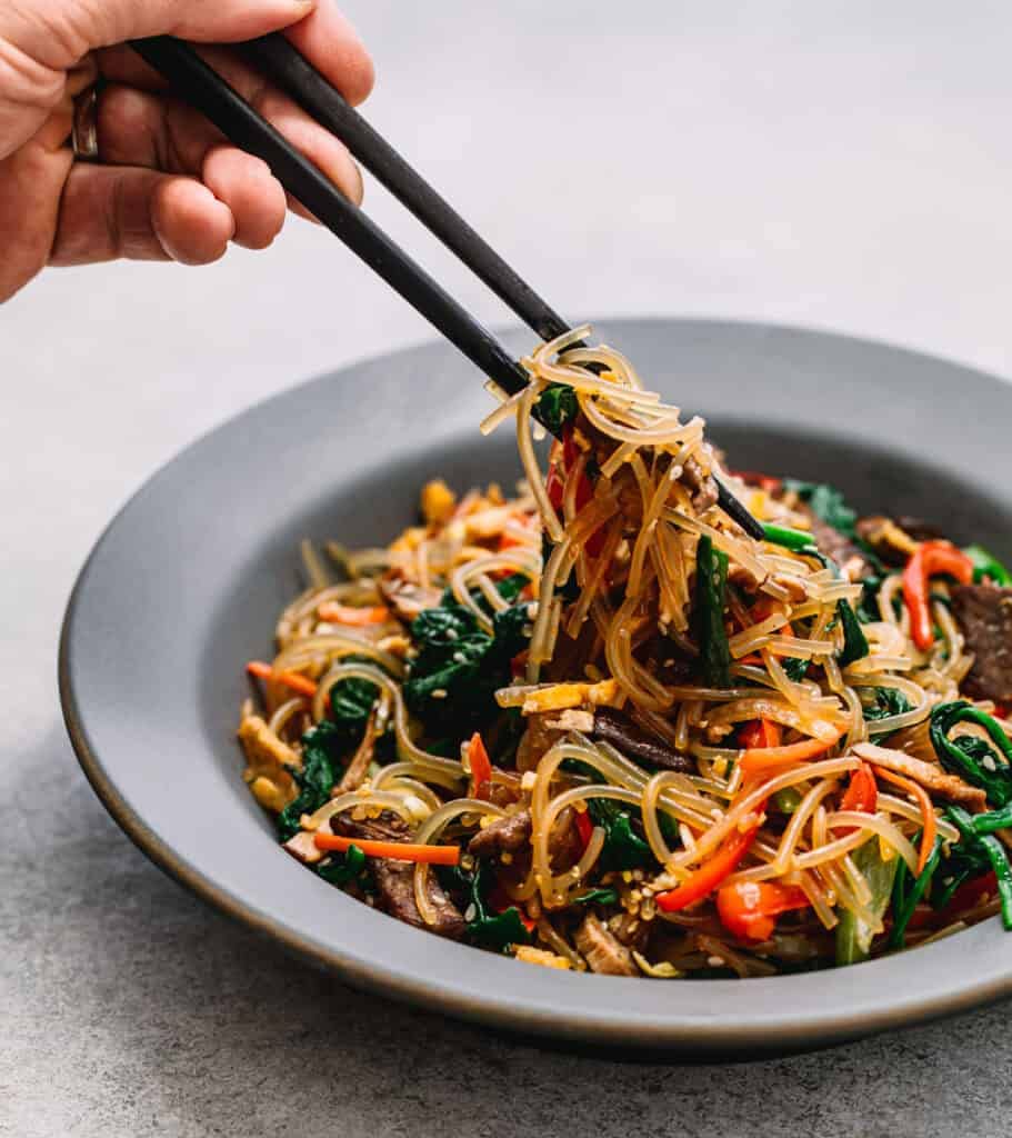 ASSI Japchae Sweet Potato Noodles - 1.5LB (680g) Glass Noodles - Korean Stir Fry Noodle - Vegan & Gluten-Free - Includes Free Coffee Spoon - Perfect for Asian Cooking, Meal Prep & Healthy Eating