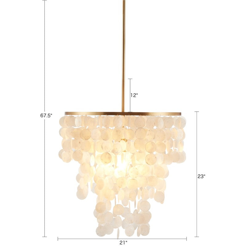 Isla Layered Capiz Shell Chandelier - Elegant Ceiling Light Fixture for Dining Room, Bedroom, or Living Room Decor