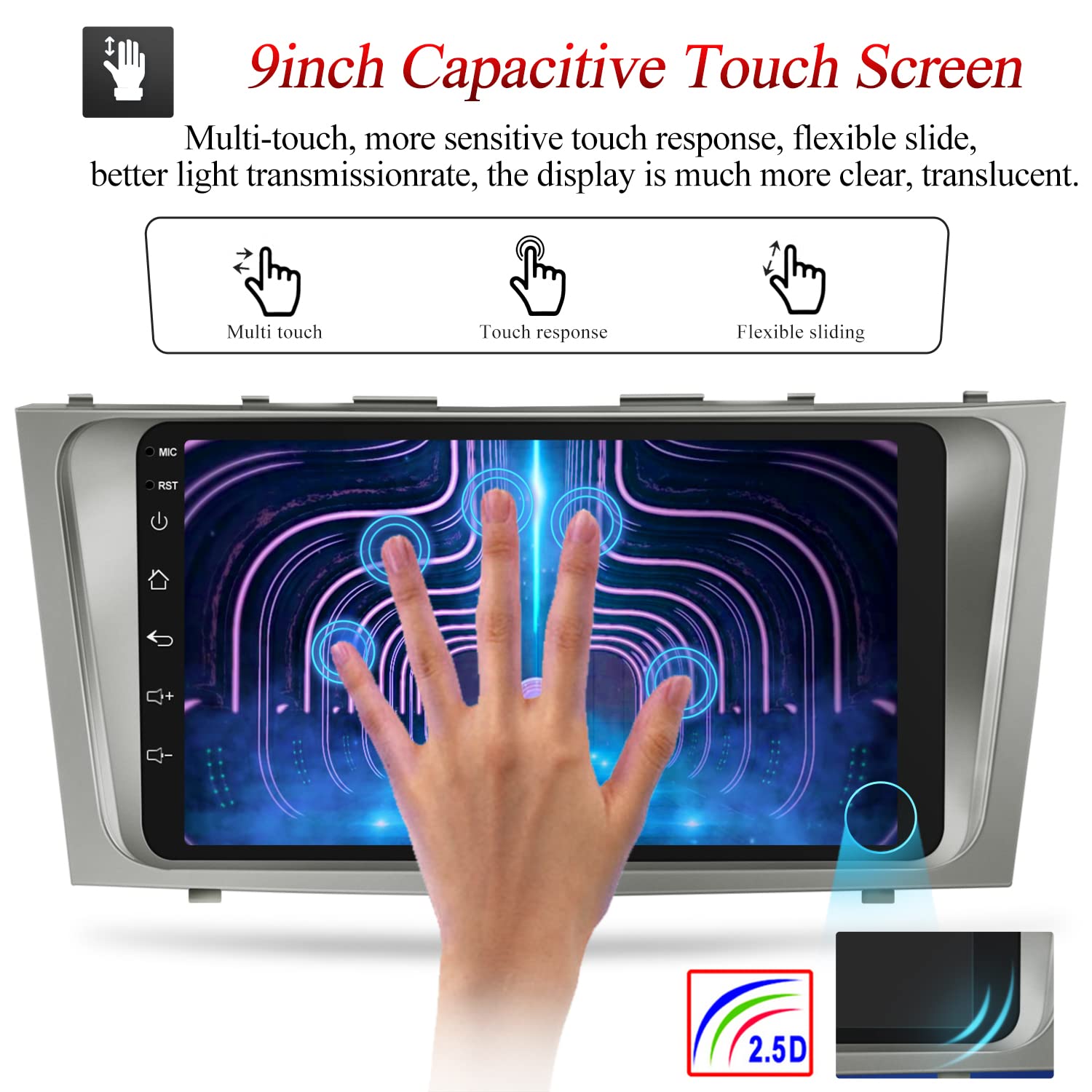 NHOPEEW 9 Inch Android 13 Car Stereo for Toyota Camry 2007-2011 | 2GB RAM 32GB ROM | Wireless Apple CarPlay & Android Auto | GPS Navigation, Bluetooth, WiFi | HD Touchscreen with Backup Camera & Mic - Perfect for Commuting, Road Trips & Hands-Free Driving