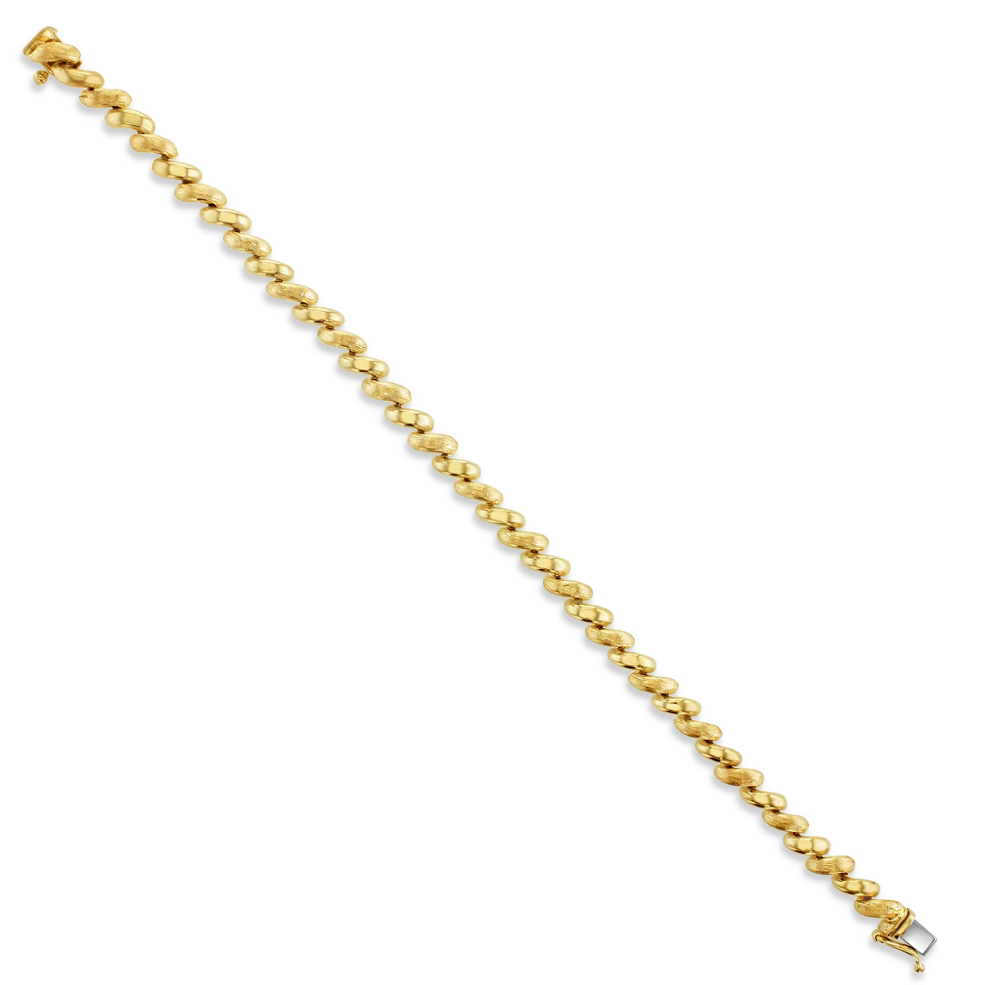 5MM San Marco Gold Link Chain Bracelet - Polished & Brushed Satin Finish - Elegant Jewelry for Women, Perfect for Parties, Weddings & Everyday Wear