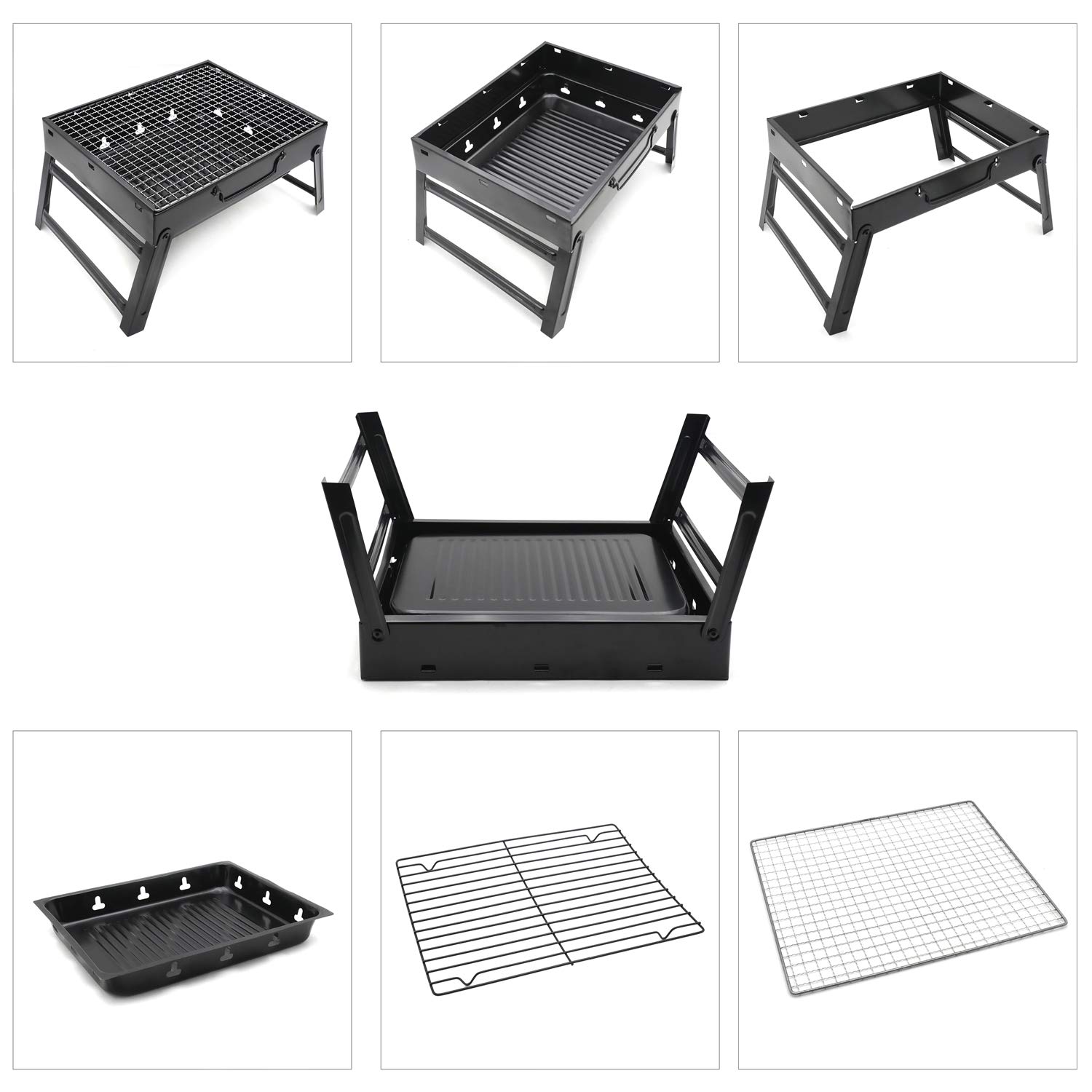 Portable Charcoal BBQ Grill - Large Folding Outdoor Grill for Camping, Garden, Picnic & Backyard Barbecue | Compact & Lightweight Design | Perfect for Tailgating, Beach Parties & Family Gatherings [P/N: ET-COOK006-BK]