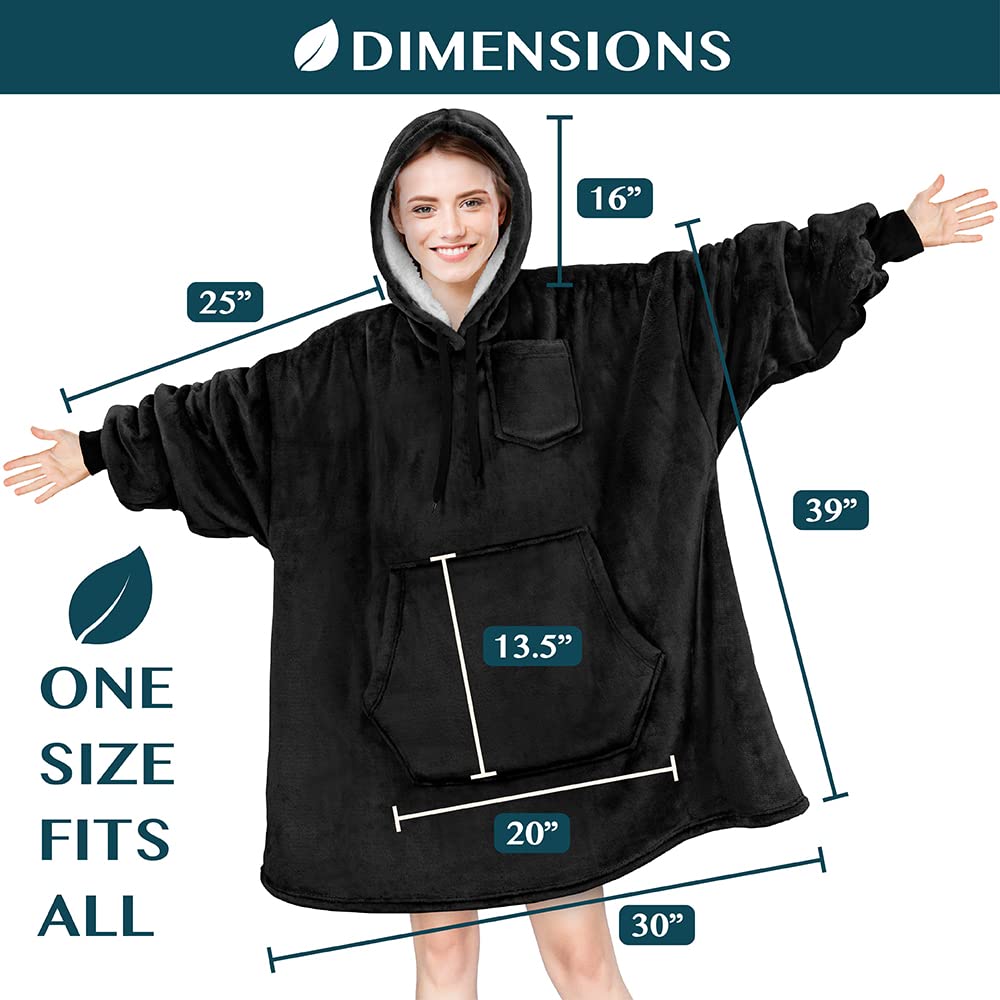 PAVILIA Women's Sherpa Wearable Blanket Hoodie - Oversized Cozy Fleece Hooded Sweatshirt for Men & Women | Perfect for Lounging, Netflix Nights & Outdoor Camping