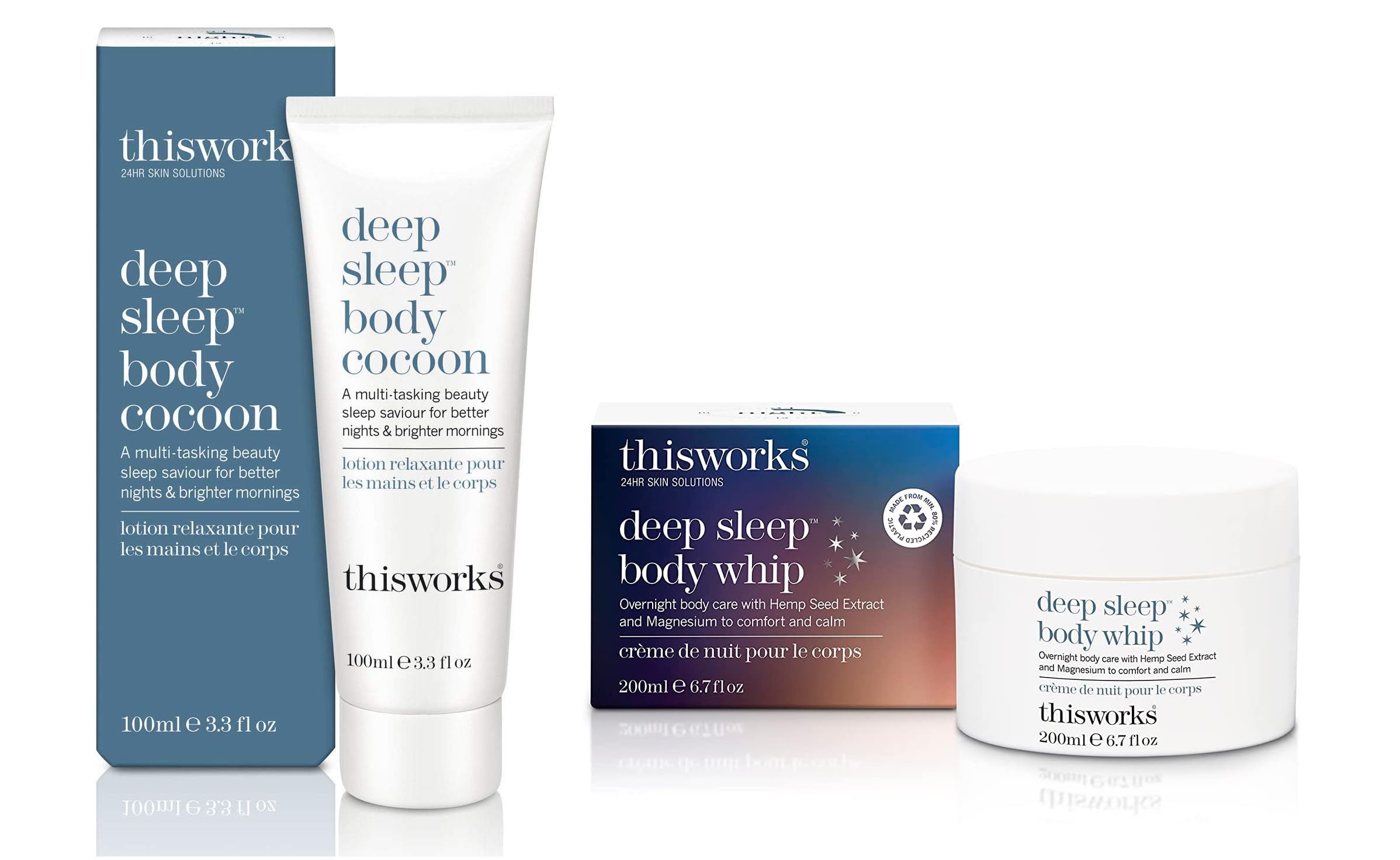 THISWORKS Deep Sleep Body Cocoon Lotion & Body Whip Butter Bundle - Relaxing Nighttime Skincare Set for Stress Relief & Better Sleep