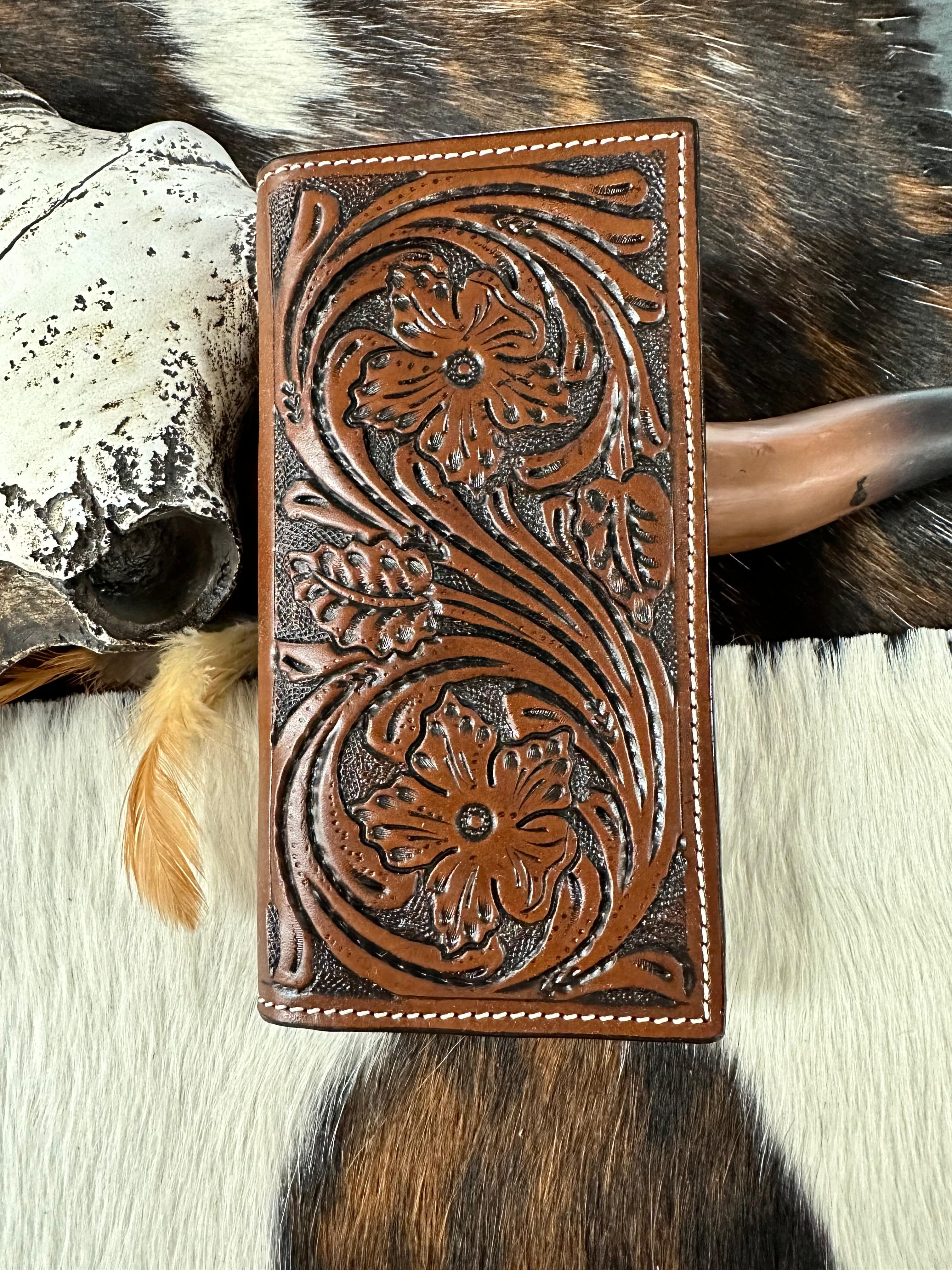 Ranger Brown Floral Wallet for Women - Stylish Leather Bifold Wallet with RFID Protection - Perfect for Travel, Shopping & Everyday Use