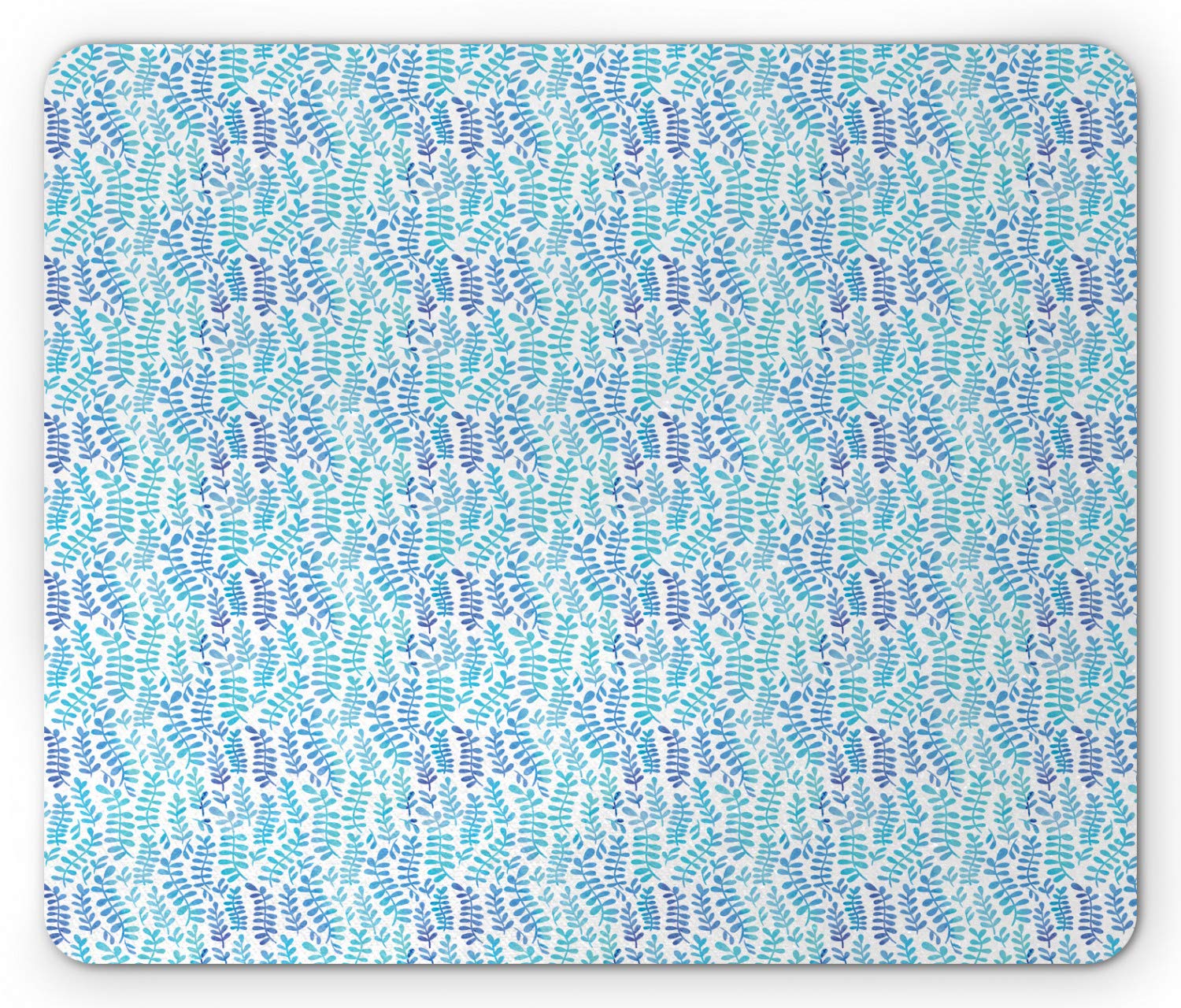 Ambesonne Botanical Mouse Pad - Watercolor Leafy Branch Design in Aqua & Violet Blue, Non-Slip Rubber Base, Standard Size Rectangle Mousepad for Office, Gaming & Home Computer Use