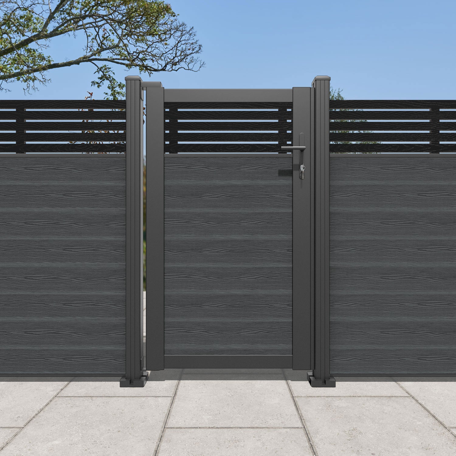 Classic Aspen Pedestrian Gate in Dark Grey - Durable Outdoor Walkway Entry for Garden, Yard, and Driveway Security