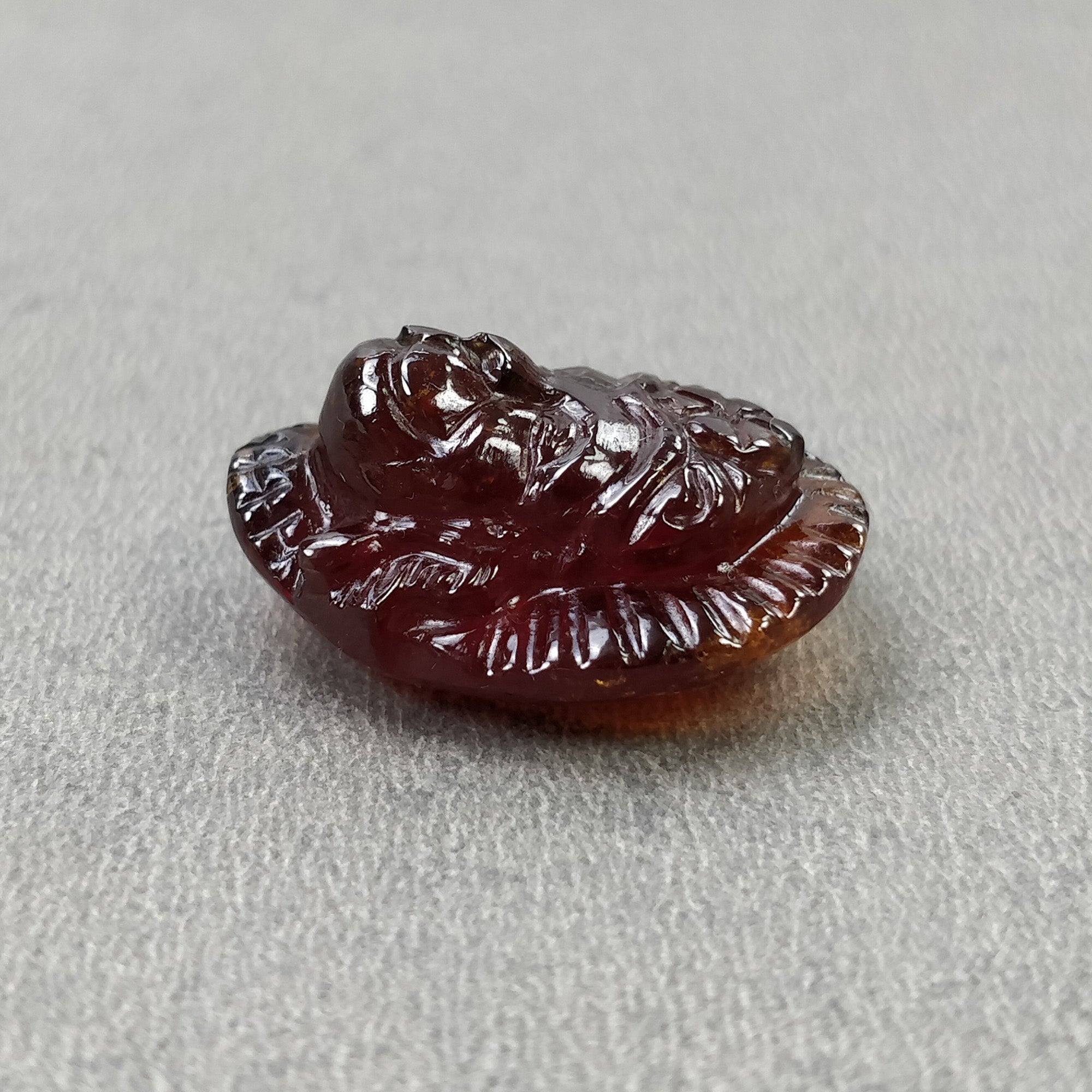Natural Hessonite Garnet Gemstone Carving - 39.60cts Untreated Hand Carved Lord Hanuman 24x20mm (Video Included) | Spiritual Jewelry, Meditation Aid & Unique Gift for Gem Collectors