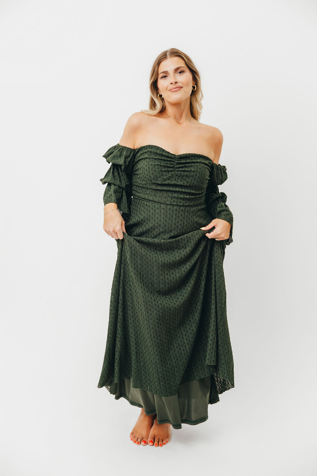 Corrine Women's Maxi Dress with Pockets - Flowy Long Summer Dress in Hunter Green for Beach, Vacation & Casual Wear