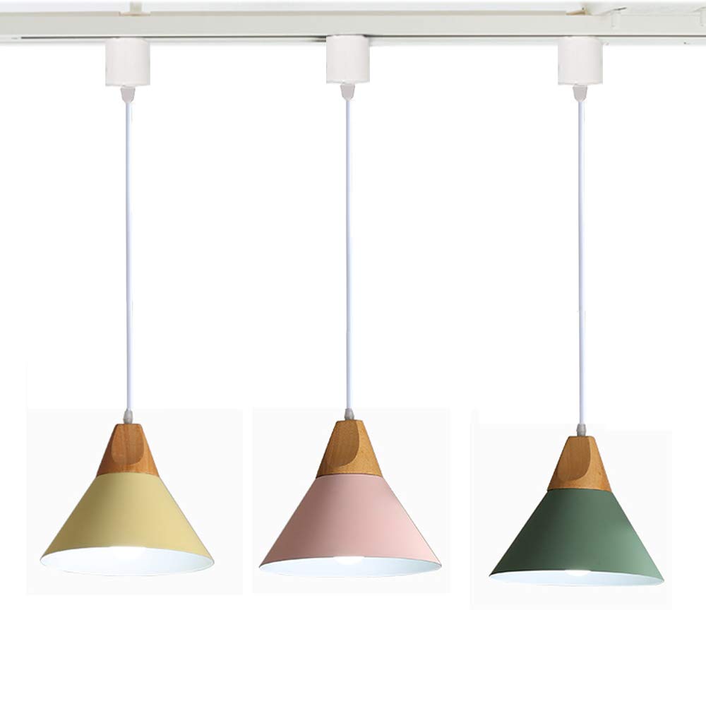 ANYE 3-Lights Chandelier Set - H-Type Track Metal Triangle Lamp Shade, Nordic Loft Style Ceiling Light, Minimalist Retro Pendant Lighting for Living Room, Dining Room, Bedroom (Bulbs Not Included, E26 Base) GD-TB0866x3