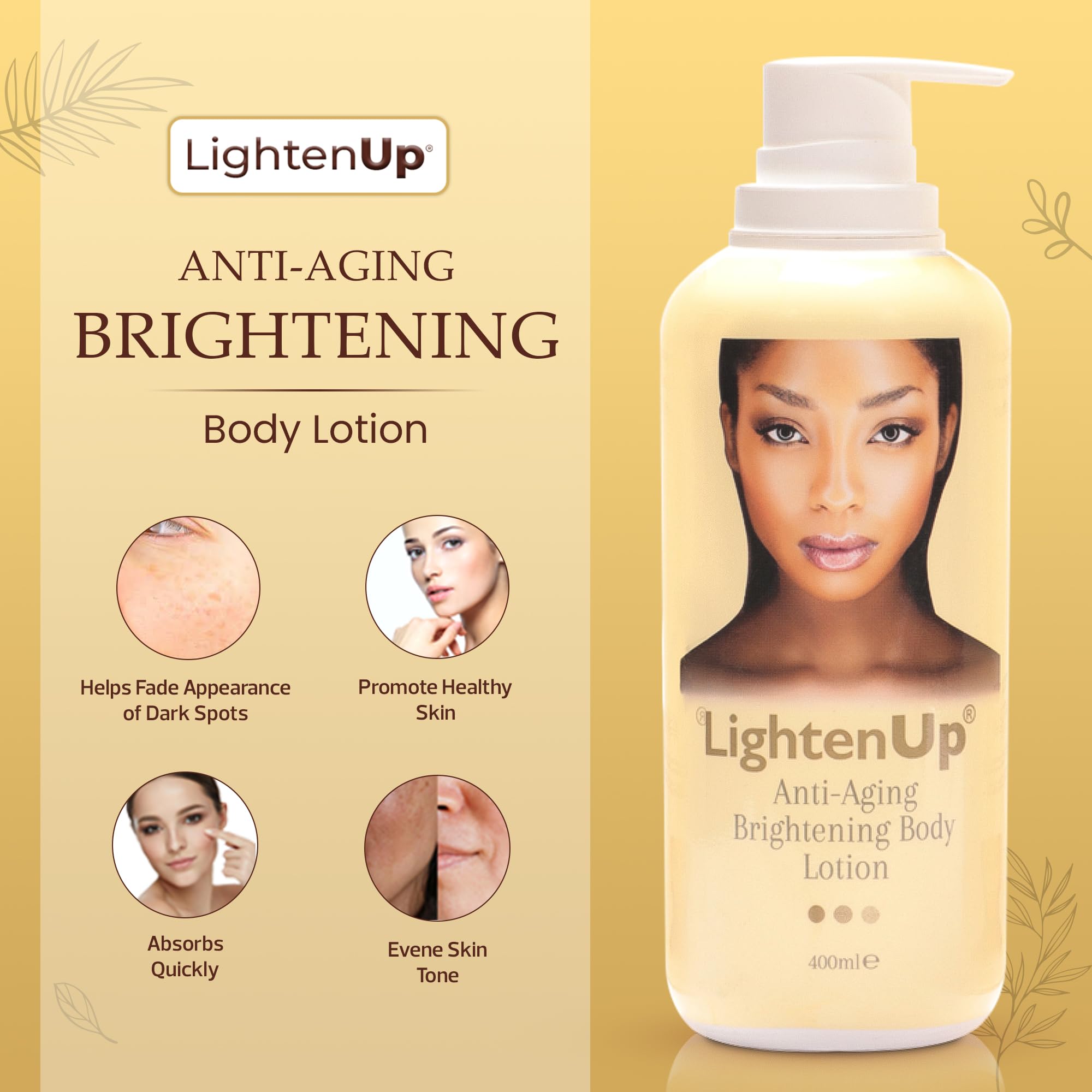 Best Anti-Aging Body Lotion 400ml - Moisturizing & Brightening Cream with Argan Oil & Shea Butter for Dry Skin - Perfect for Nighttime Skincare Routine & Daily Hydration