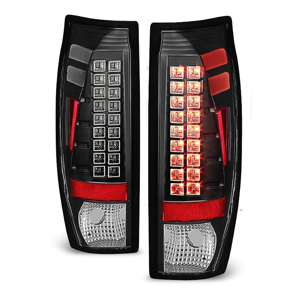 ACANII Black LED Tail Lights Brake Lamps Replacement for 2002-2006 Chevy Avalanche 1500 2500 - Driver & Passenger Side - Enhanced Night Visibility & Safety for Trucks