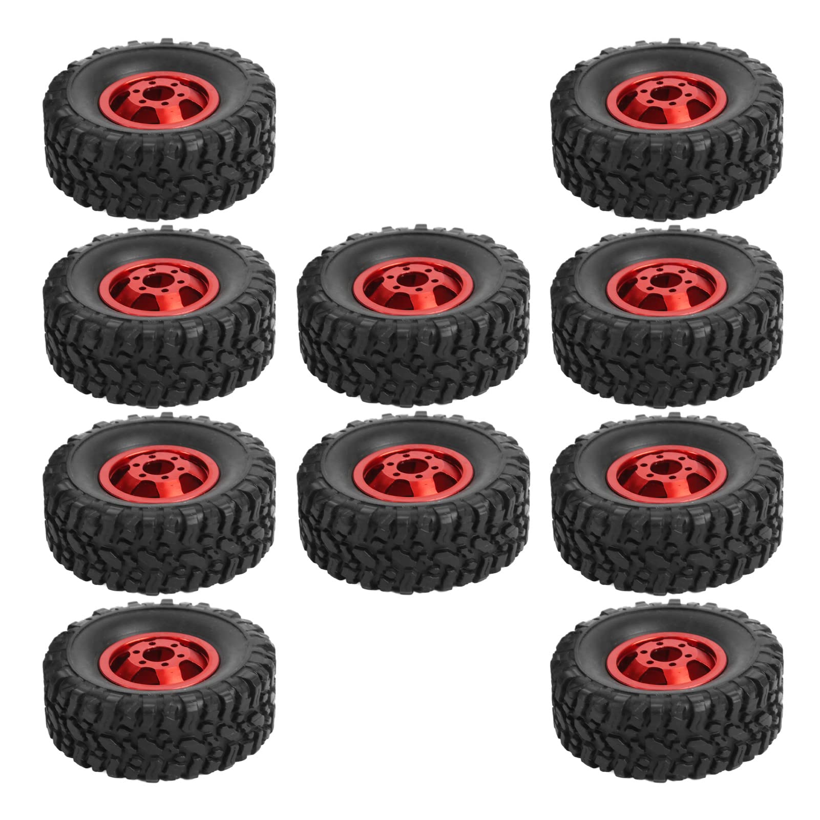 1/16 Scale RC Car Wheels and Tires - Durable Replacement Hard Wheels with Strong Cushioning for WPL B24 B36 Models (Red) - Perfect for Off-Road Racing and Crawler RC Vehicles