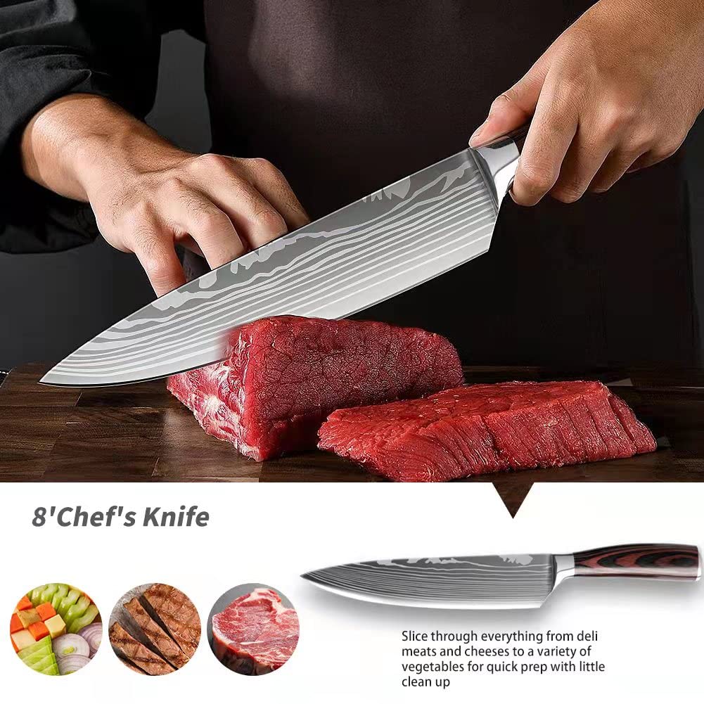Premium 5-Piece German Stainless Steel Kitchen Knife Set (3.5-8 Inch) - Chef Knives with Storage Box for Slicing, Dicing & Food Prep - Perfect for Home Cooks & Professional Chefs