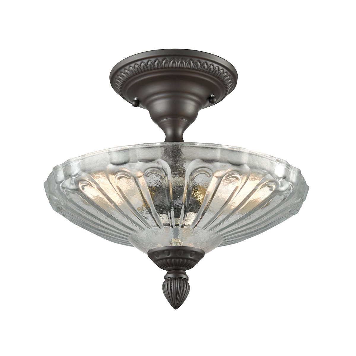 Restoration 3-Light Semi Flush Mount Ceiling Light Fixture - Oil Rubbed Bronze Finish with Clear & Frosted Glass Shades - Perfect for Dining Room, Bedroom or Entryway Lighting