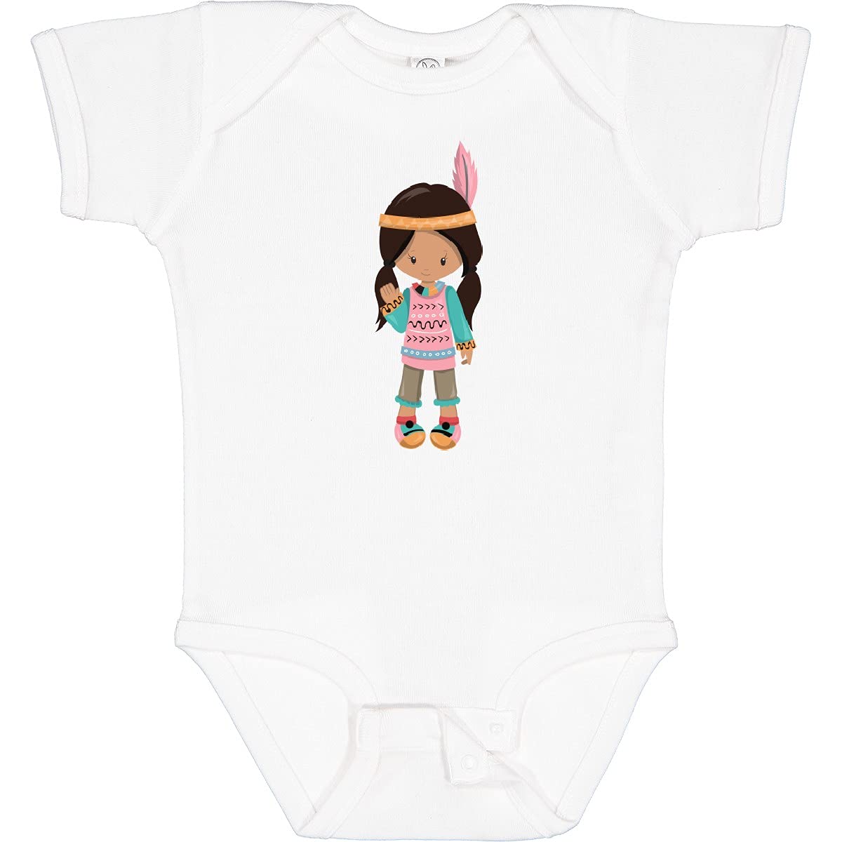 Inktastic Native American Girl Baby Bodysuit - Cute Brown Hair Infant Onesie for Casual Wear, Family Outings & Photo Shoots