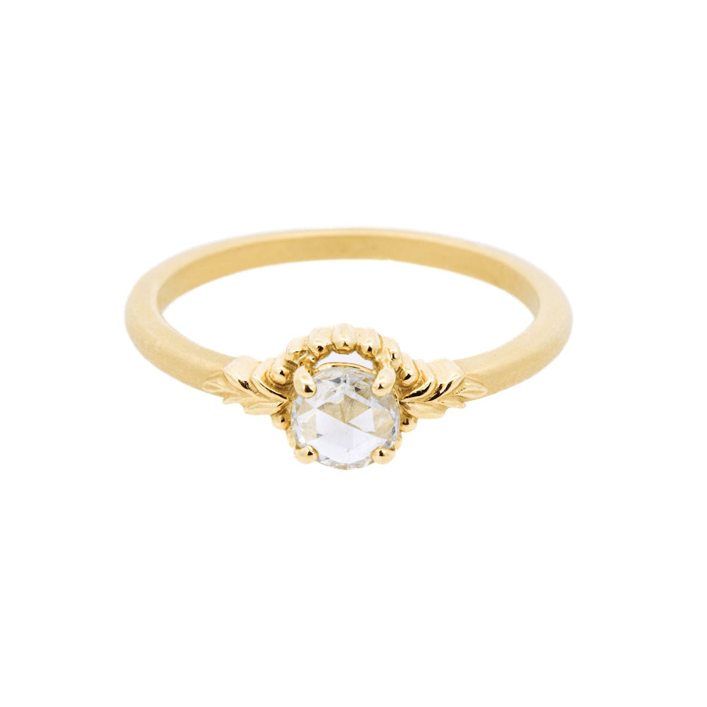 0.31ct Round Rose Cut Wood Nymph Faye Cherie Diamond Ring - Elegant Vintage Jewelry for Women, Perfect for Weddings, Anniversaries & Special Occasions